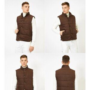 Current NET K128 Quilted Padded Brown‎ Vest Puffer Men's M 4-6690 NWOT